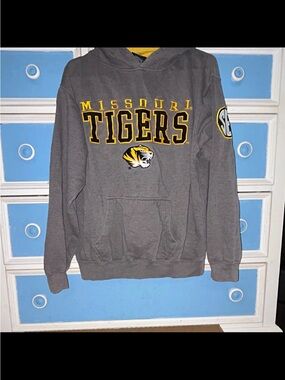 Blue 84 Missouri Tigers Gray Hoodie with Yellow Accents